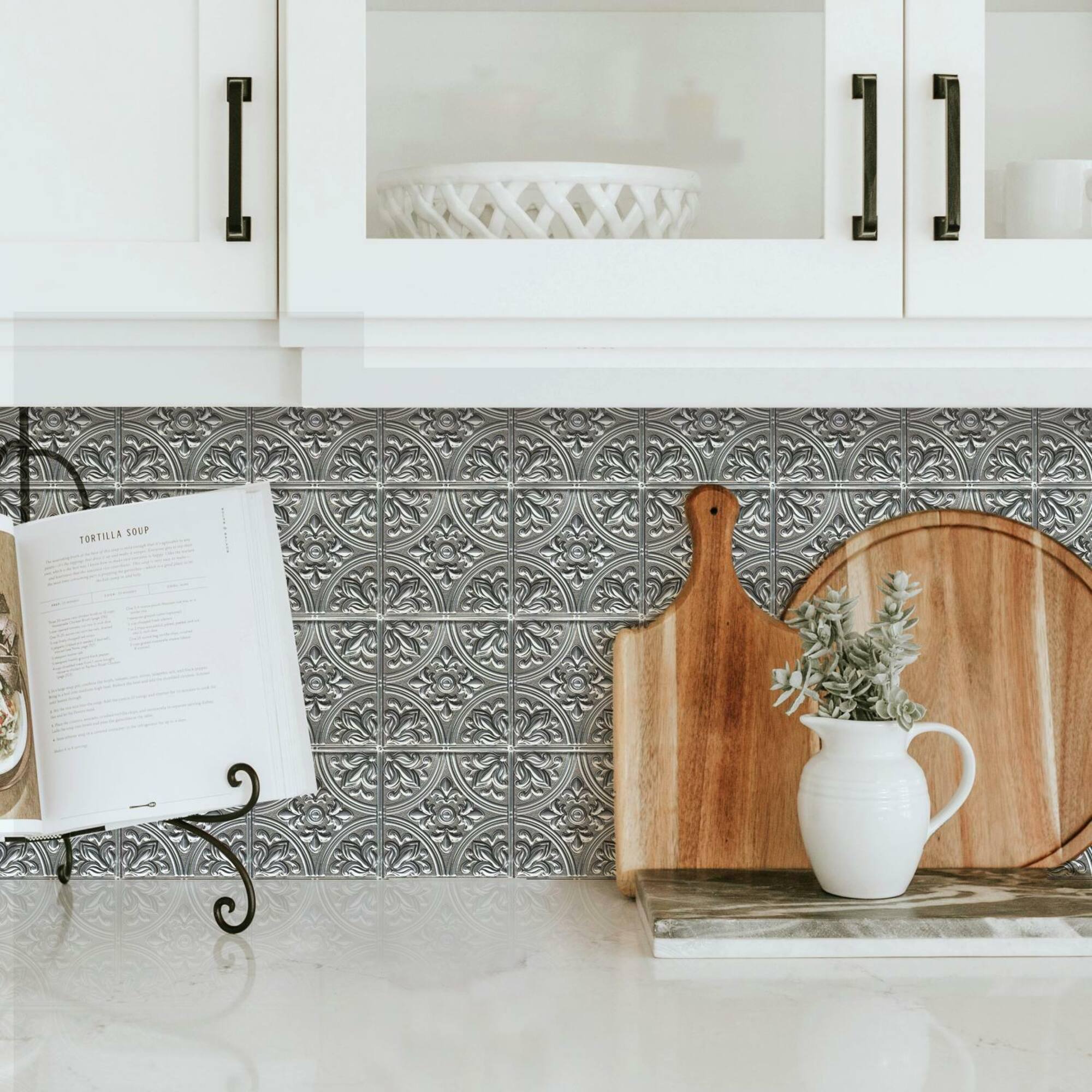 RoomMates Silver Tin Peel & Stick Tile Backsplash StickTiles
